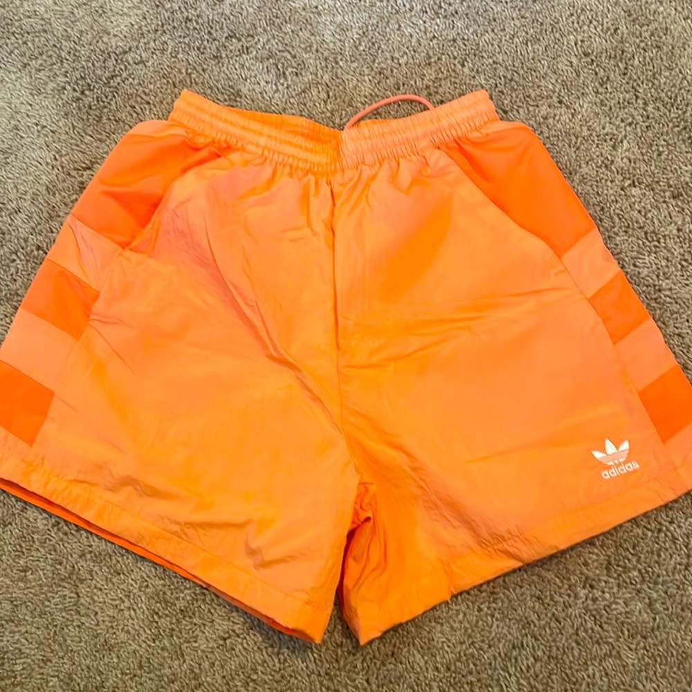 Adidas Orange Striped Shorts